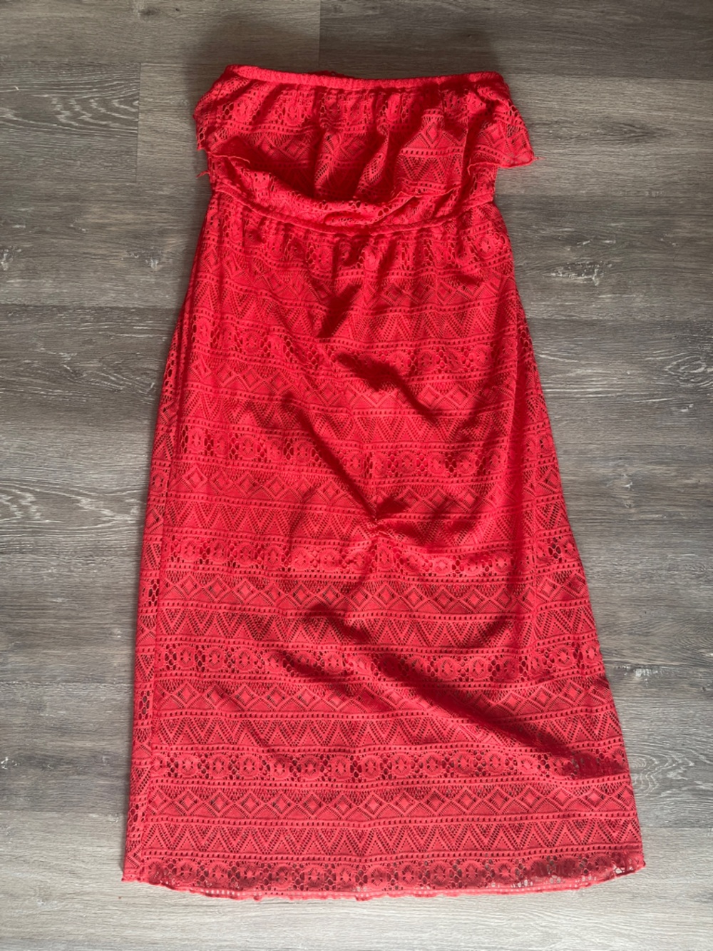 Trixxi Bright Coral Long Lace Dress